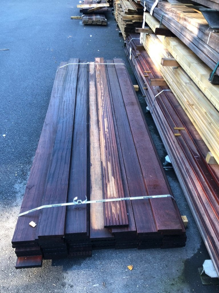 Tali dekdeelen (hardhout) 28x145mm, 300cm nr. 793, Ophalen, Planken, Nieuw, Hardhout