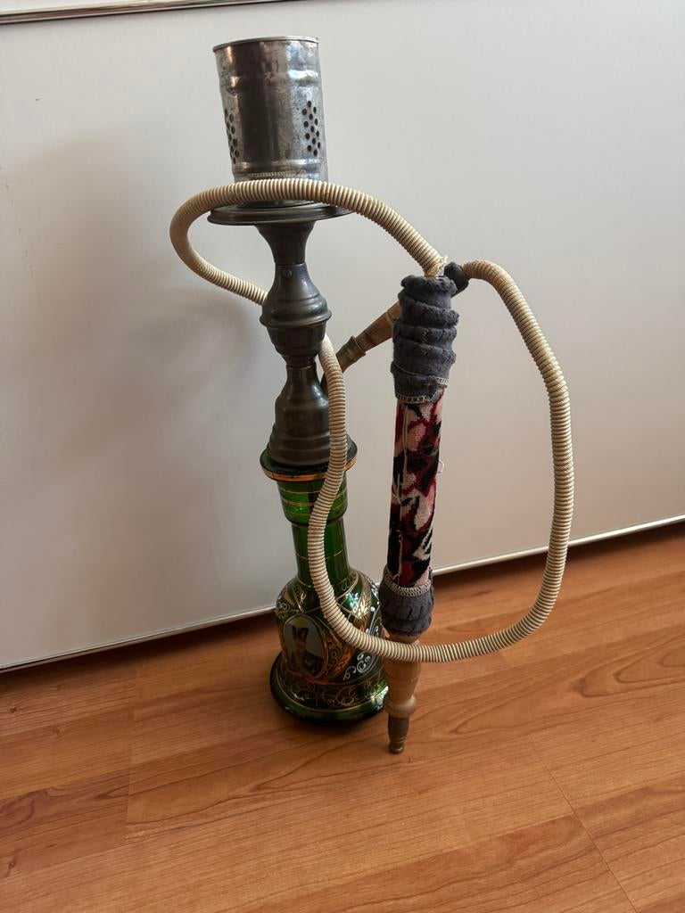 Waterpijp - Groen met Gouden Details, Ophalen of Verzenden, Gebruikt