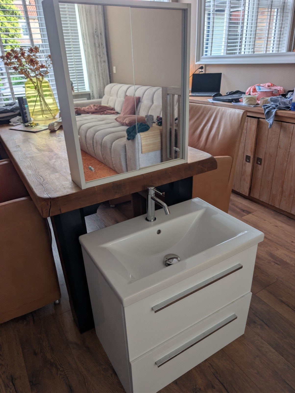 Badkamermeubelset compleet met spiegelkast, Huis en Inrichting, Ophalen, 50 tot 100 cm, Zo goed als nieuw, Minder dan 100 cm