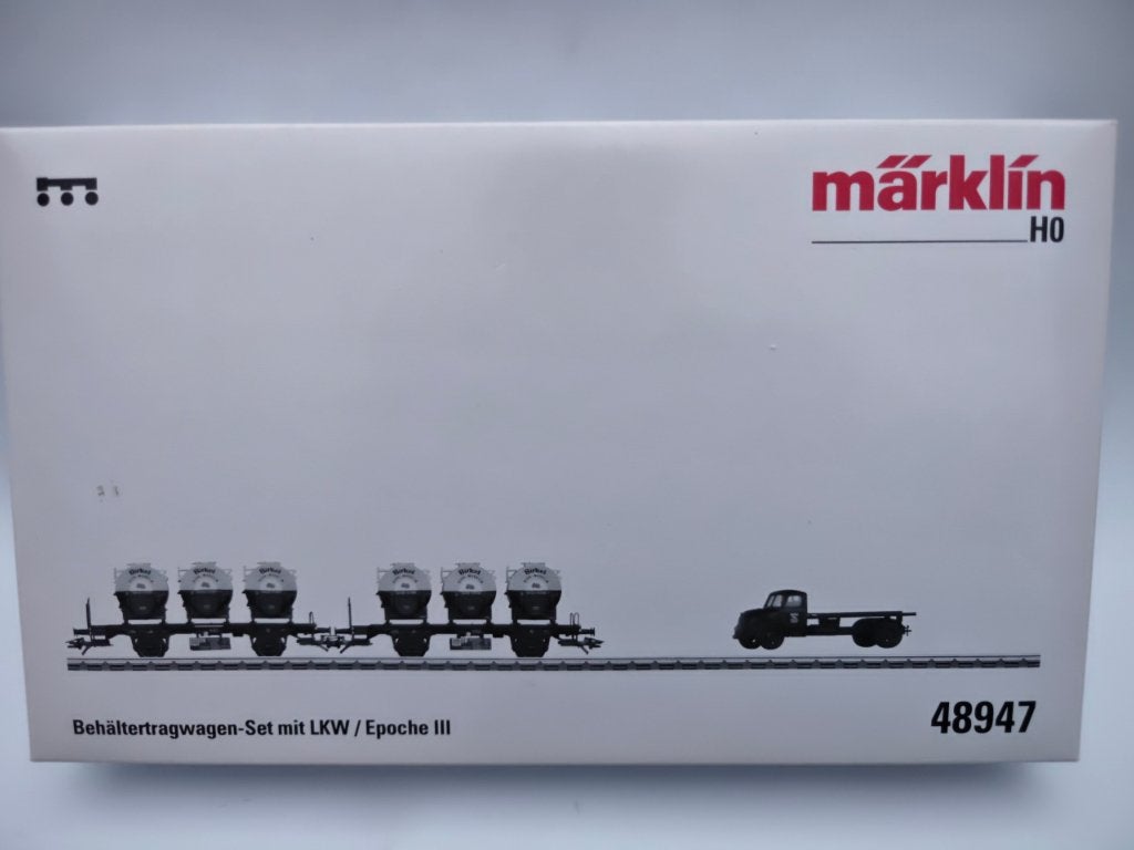 Märklin 48947 H0 Behältertragwagen-set Birkel, Ophalen of Verzenden, Wisselstroom, Wagon, Märklin