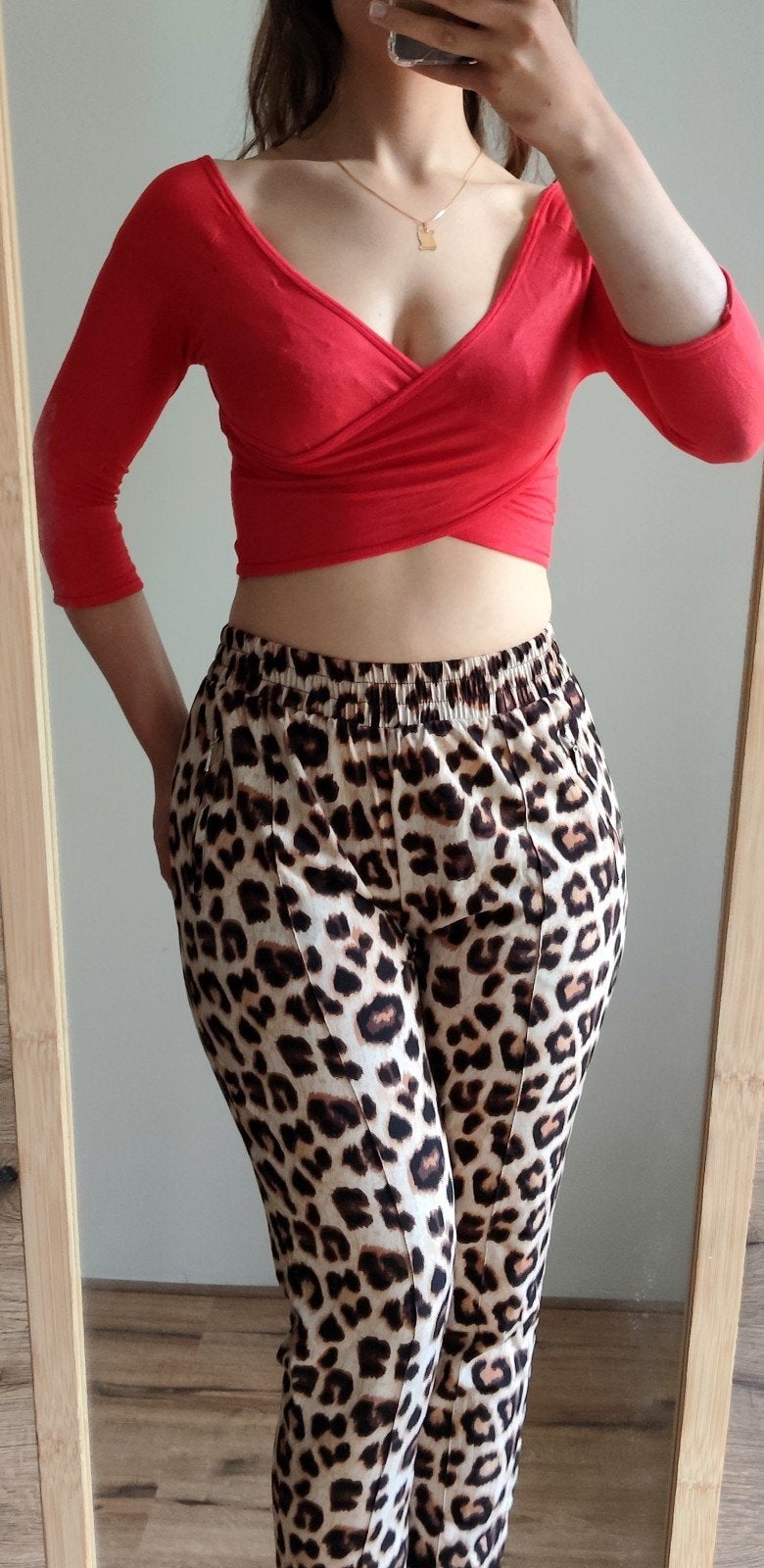 Crop Top & Luipaard Broek Set - Stretch & Feestelijk, Ophalen of Verzenden, Maat 36 (S), Lang, Gedragen