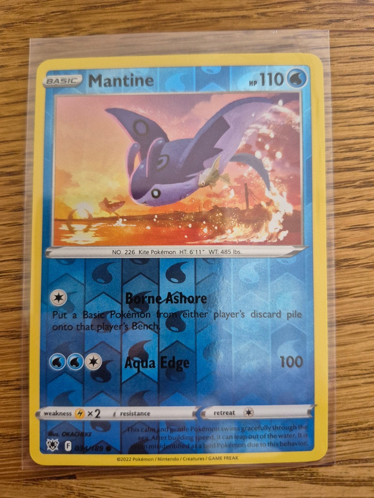 Mantine 034/189 Reverse Holo, Ophalen of Verzenden, Zo goed als nieuw, Losse kaart, Foil