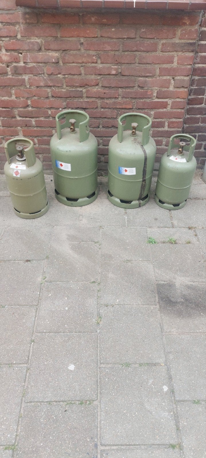 Vier lege gasflessen, diverse maten, Tuin en Terras, Ophalen, Gebruikt