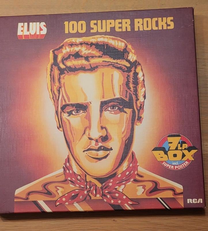 7 LP Elvis Presley Box Album poster Super Rocks 1977 vinyl, Ophalen of Verzenden, 12 inch, Poprock, Inclusief binnenhoes