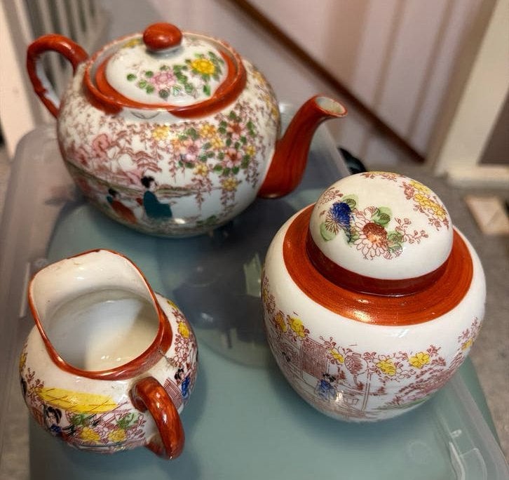 Vintage Japans theeservies: theepot, melkkan, suikerpot, Ophalen of Verzenden