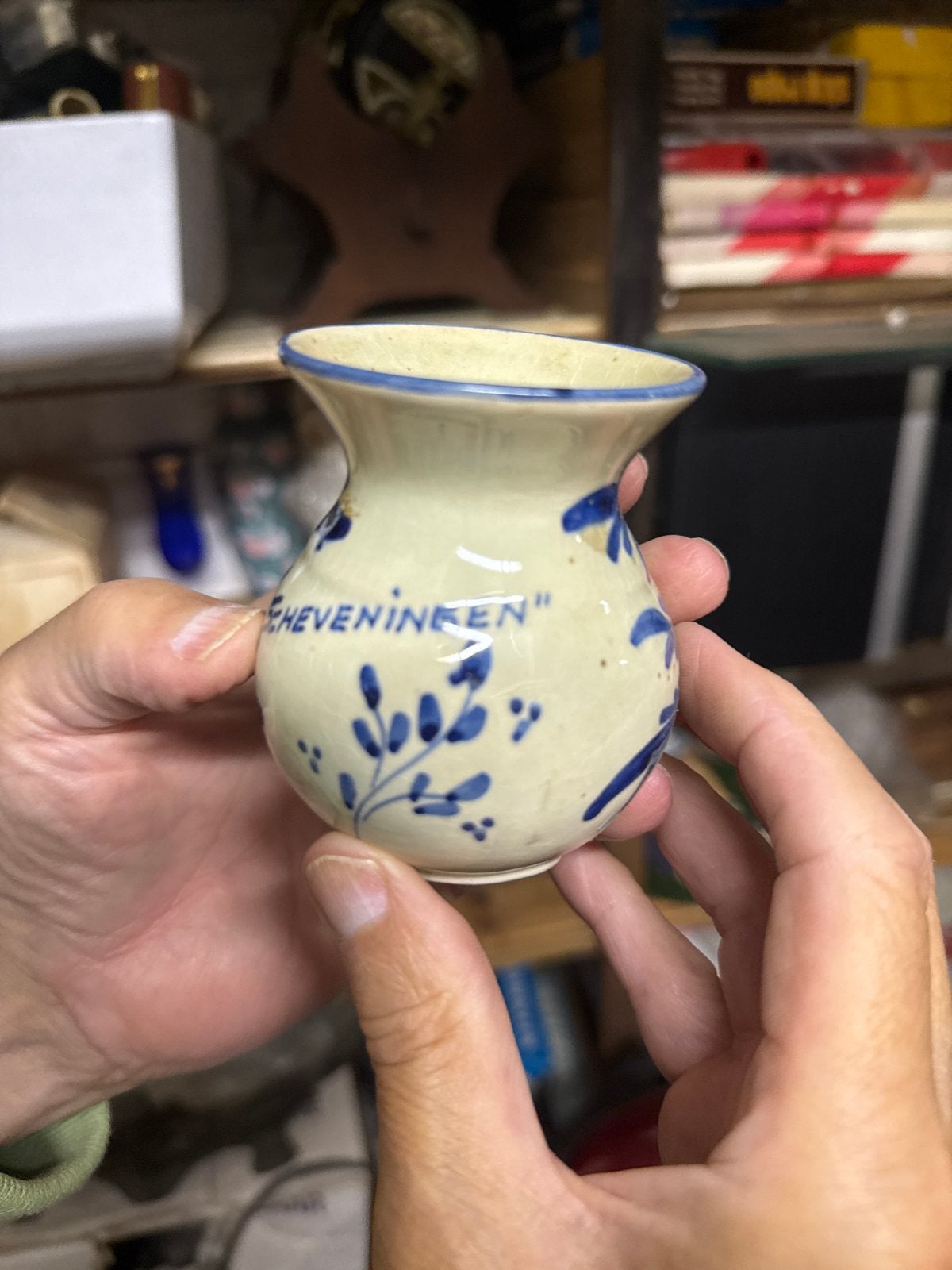 Antieke Scheveningen vaasje - Delfts Blauw stijl, Ophalen