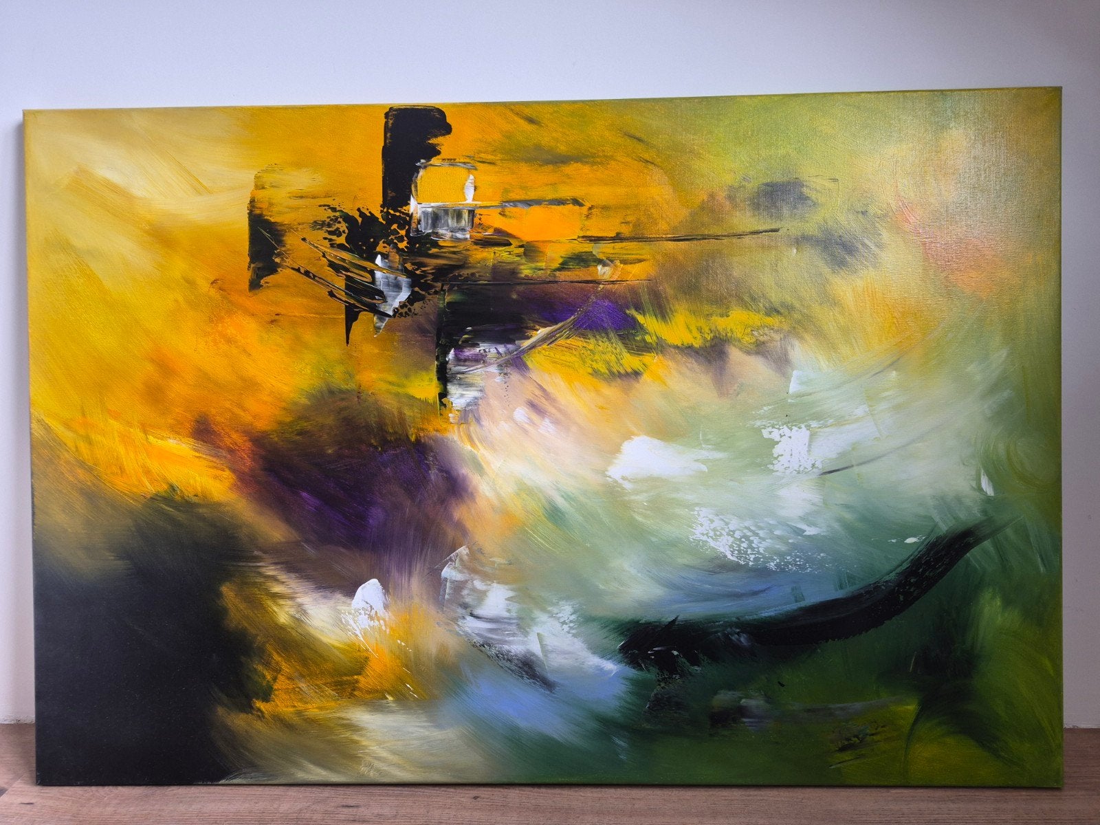 Prachtig abstract olieverfschilderij (120 x 80 cm) "De Nevul, Antiek en Kunst, Ophalen