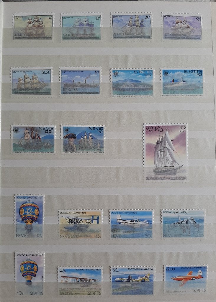 Nevis St. Kitts Nr. 6 Postzegels Schepen en Vliegtuigen, Ophalen, Postfris, Vliegtuigen