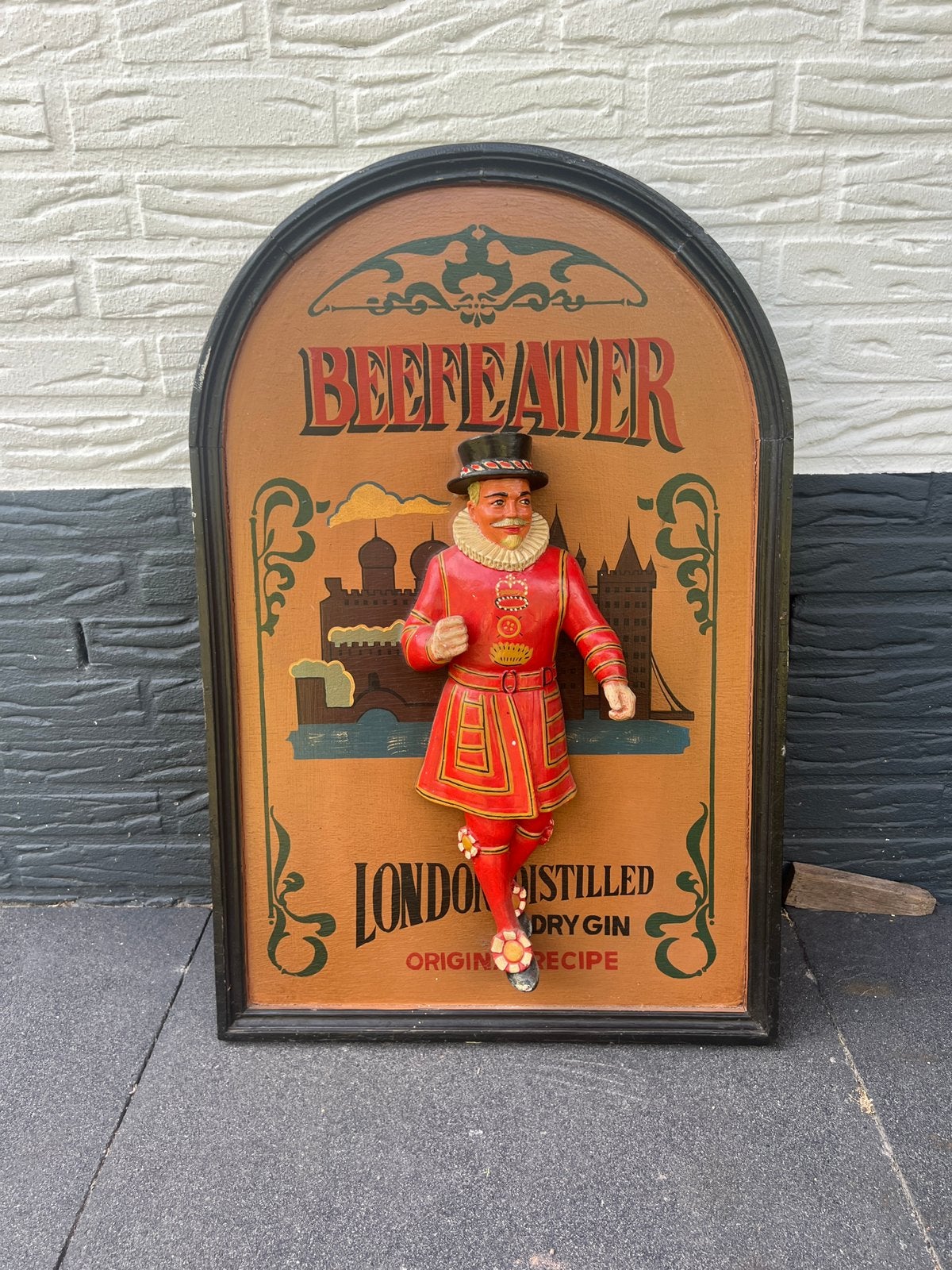 Beefeater london dry gin cafe pub wandbord vintage, Ophalen