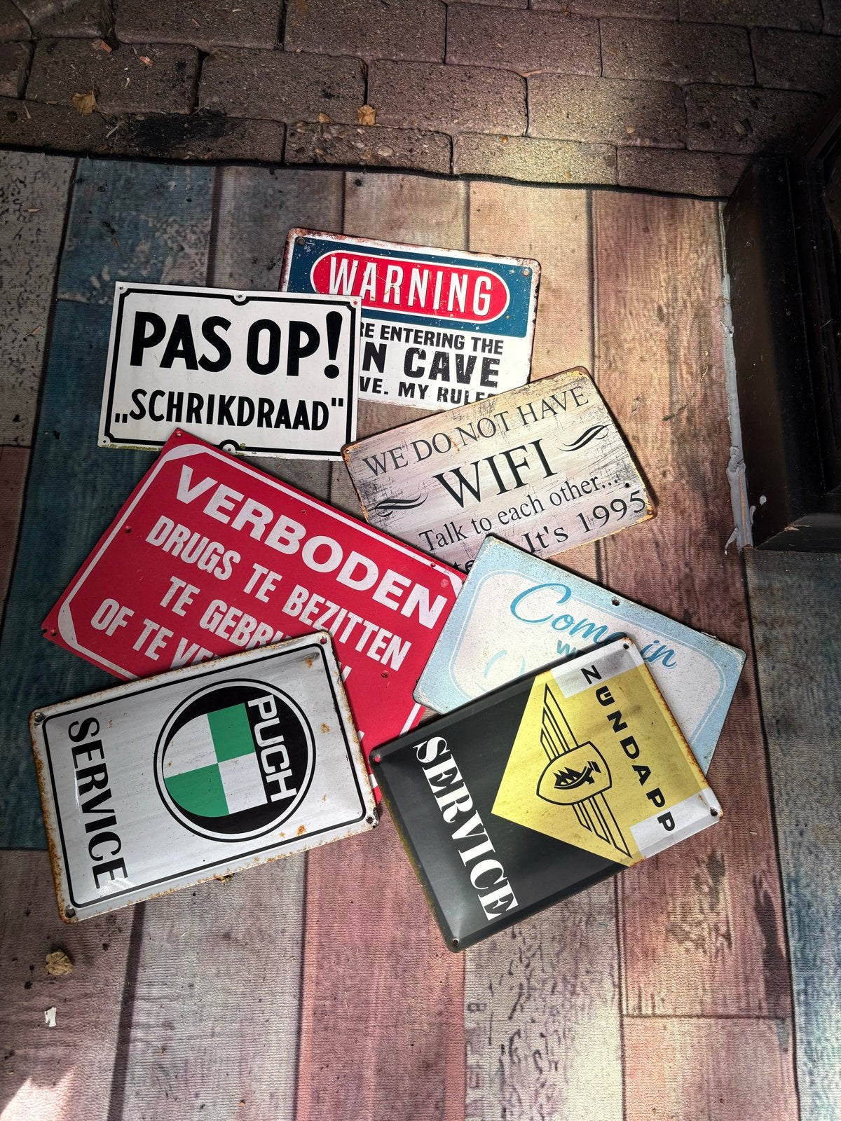 Diverse Retro Metalen Borden - Decoratie, Ophalen, Gebruikt