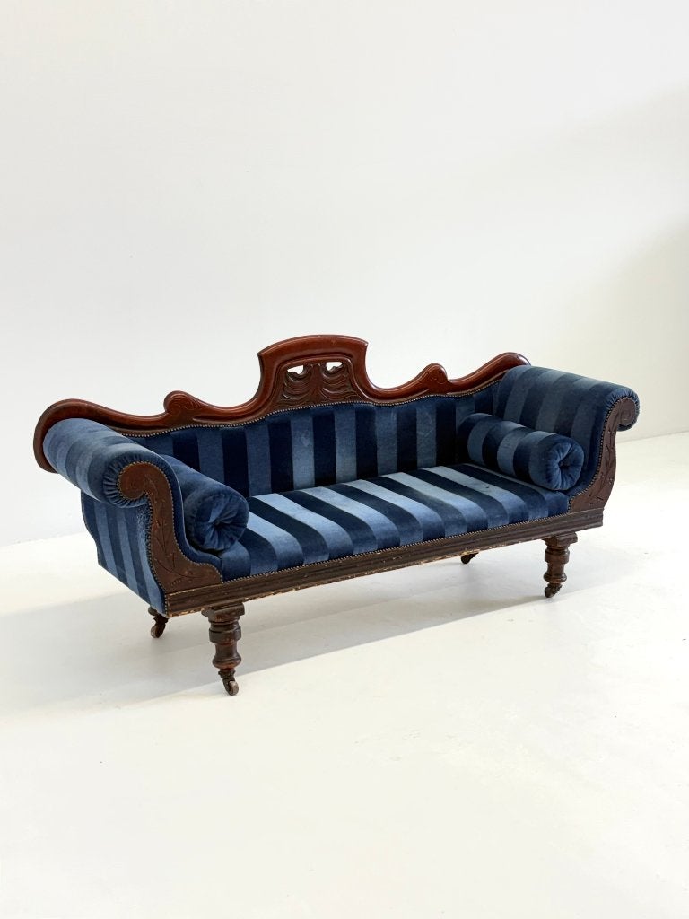 Antieke Victoriaanse Chaise Longue / Méridienne, Hout, Gebruikt, -, Minder dan 75 cm