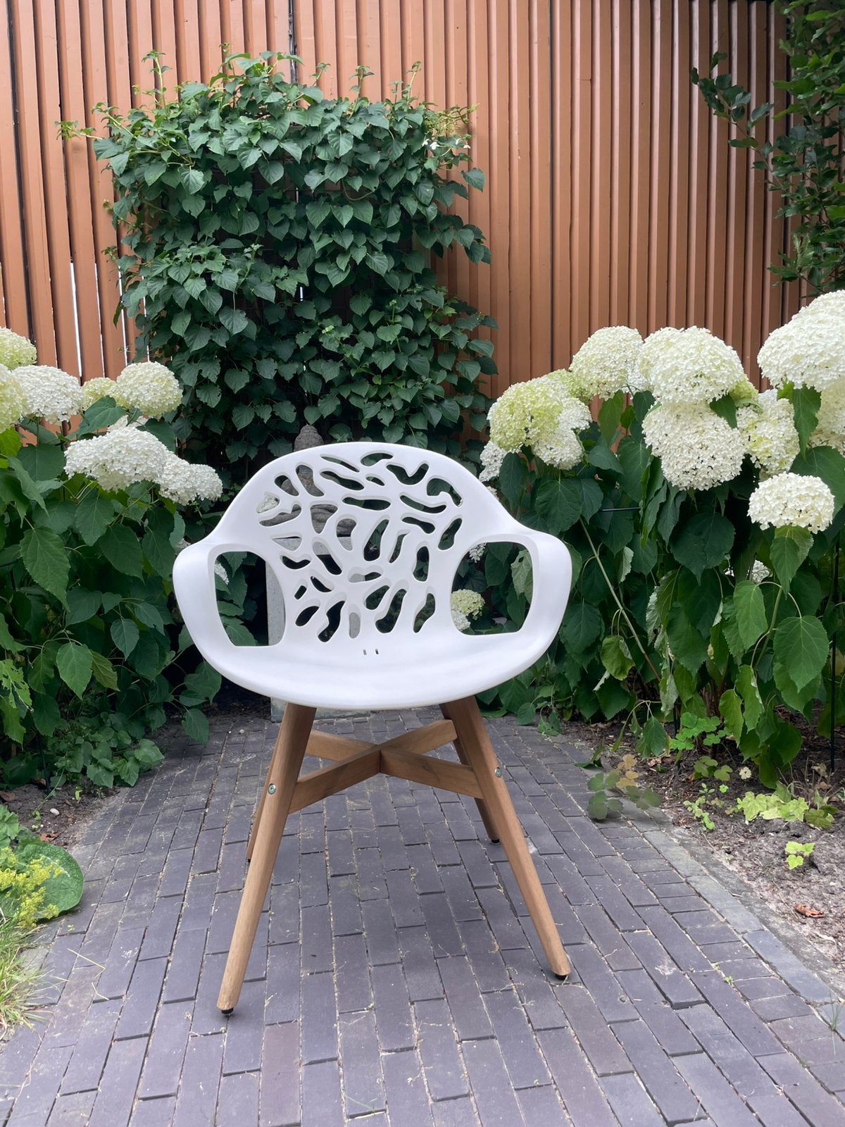 Set van 4  witte kunstof kuip tuinstoelen ikea, Tuin en Terras, Tuinstoelen, Ophalen, Gebruikt, Kunststof