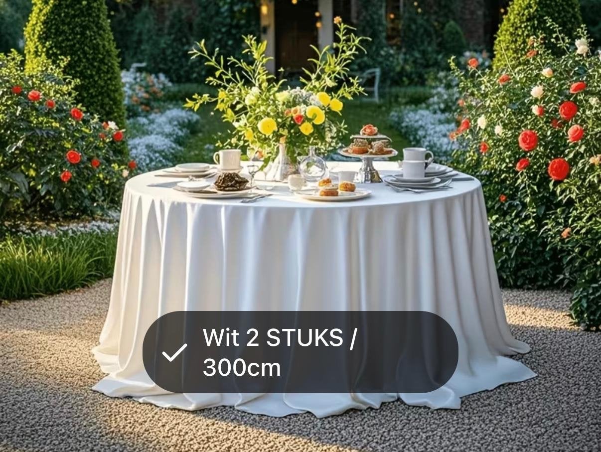 Wit rond tafellaken - 2 stuks, 300cm, Huis en Inrichting, Rond, Nieuw, Ophalen of Verzenden, Wit
