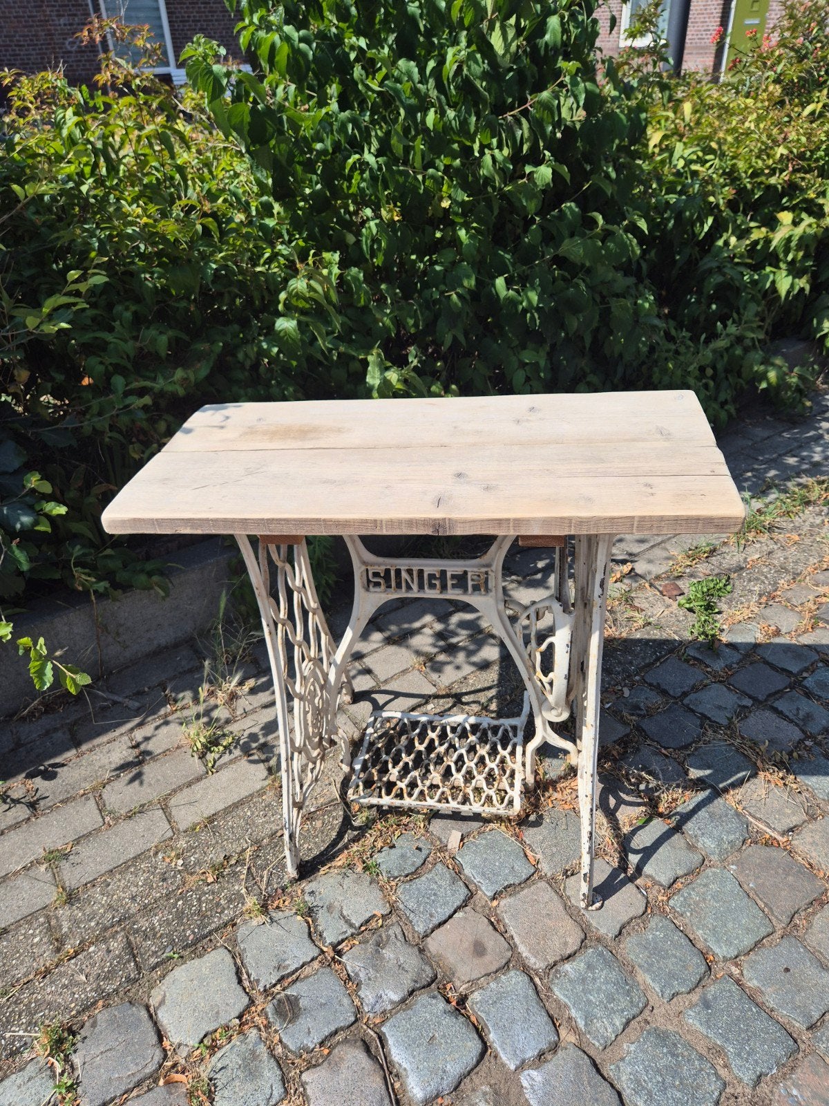 Bistro- of tuintafel met Singer-naaimachineonderstel, Ophalen of Verzenden