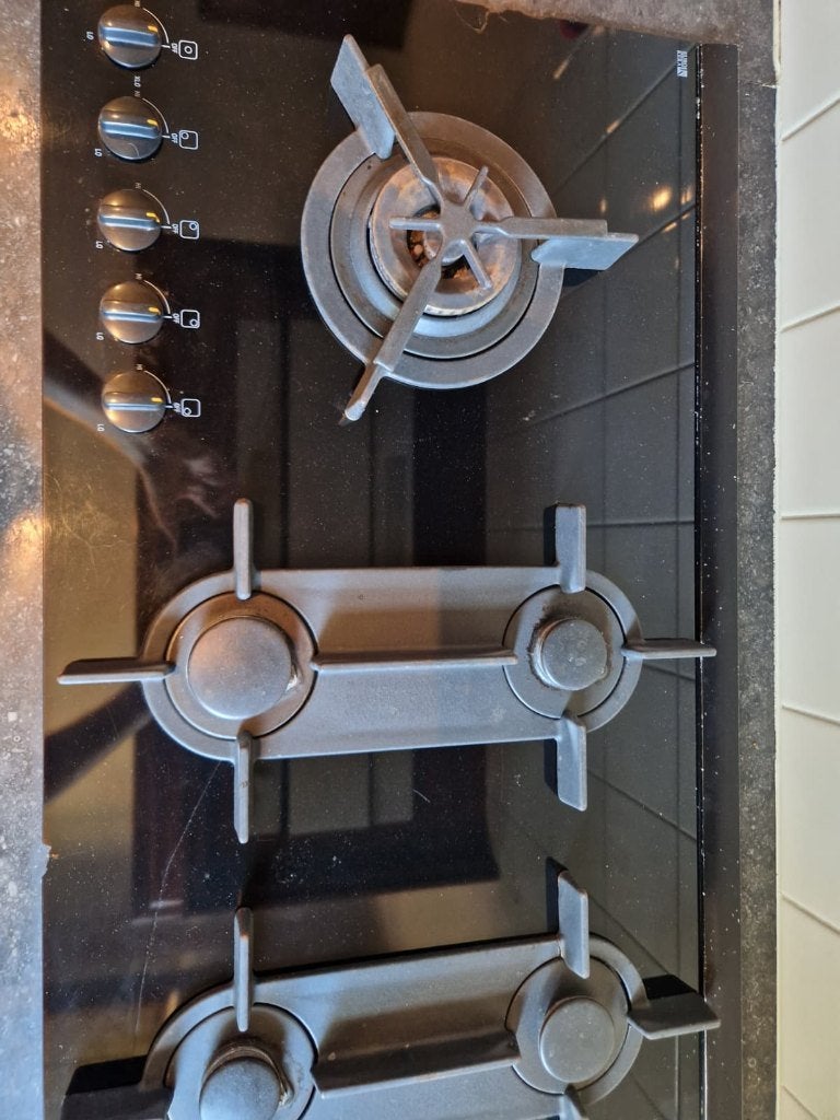 ATAG inbouw gaskookplaat – zwart glas, Ophalen, Gebruikt, 4 kookzones, Inbouw