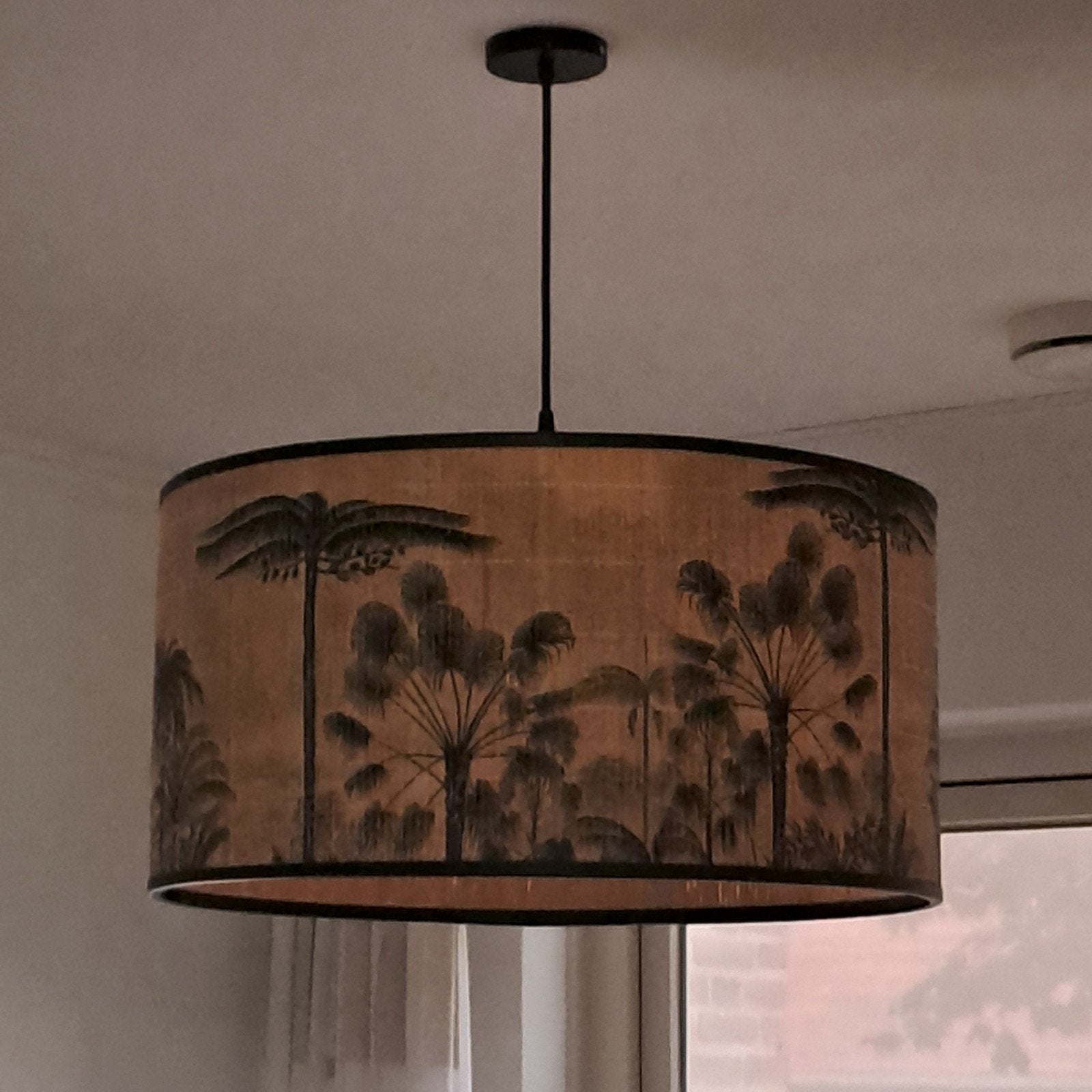Grote hanglamp met palmbomen, Huis en Inrichting, Lampen | Lampenkappen, Ophalen, Hanglamp