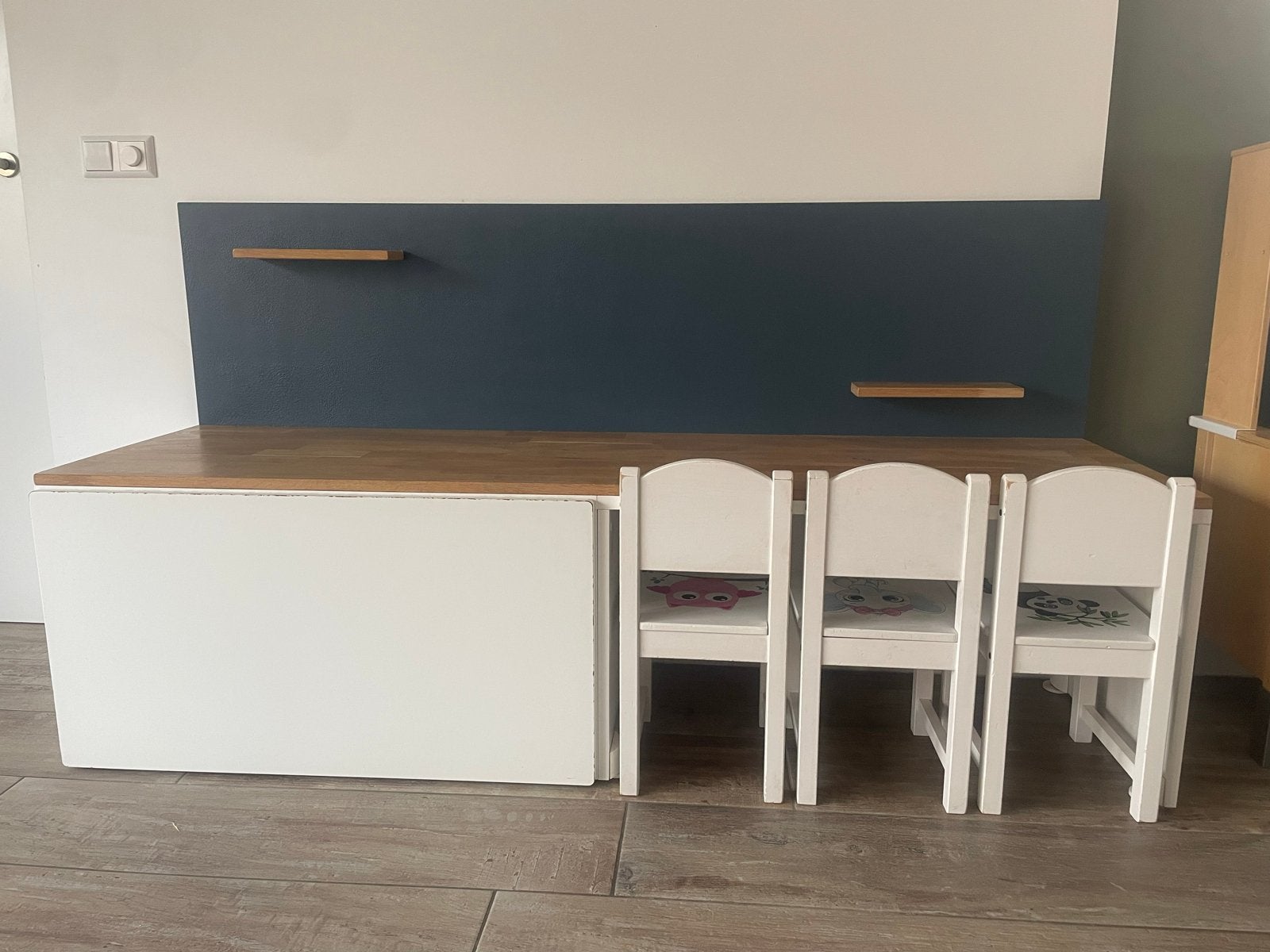 IKEA Småstad bureau/kast combinatie met eiken blad, Ophalen, Gebruikt, Met lades, 180 cm