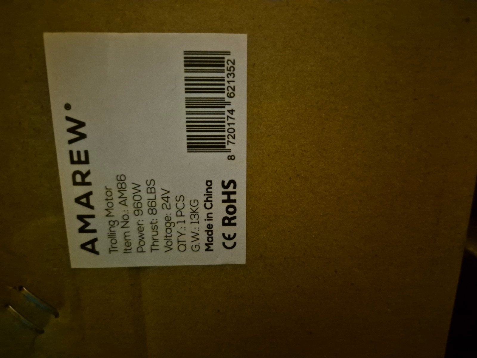Nieuwe AMAREW AM86 Trolling Motor - 960W, 24V, 86LBS, Ophalen, Nieuw, Motor en Techniek, Motorboot