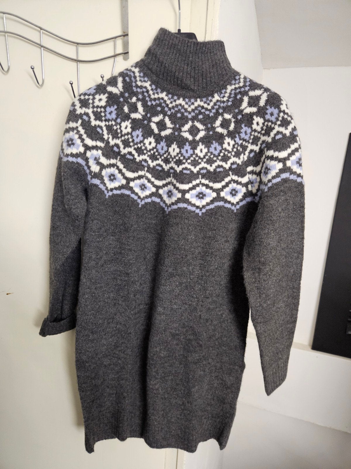 Esmara gebreide jurk met Noorse print, maat S, Nieuw, Maat 36 (S), Grijs, Esmara