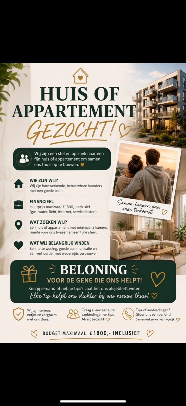 Huis of appartement gezocht