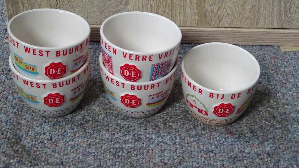 5 Koffiekopjes Van Douwe Egberts Van Aardewerk., Overige merken, Ophalen of Verzenden, Zo goed als nieuw, Overige stijlen