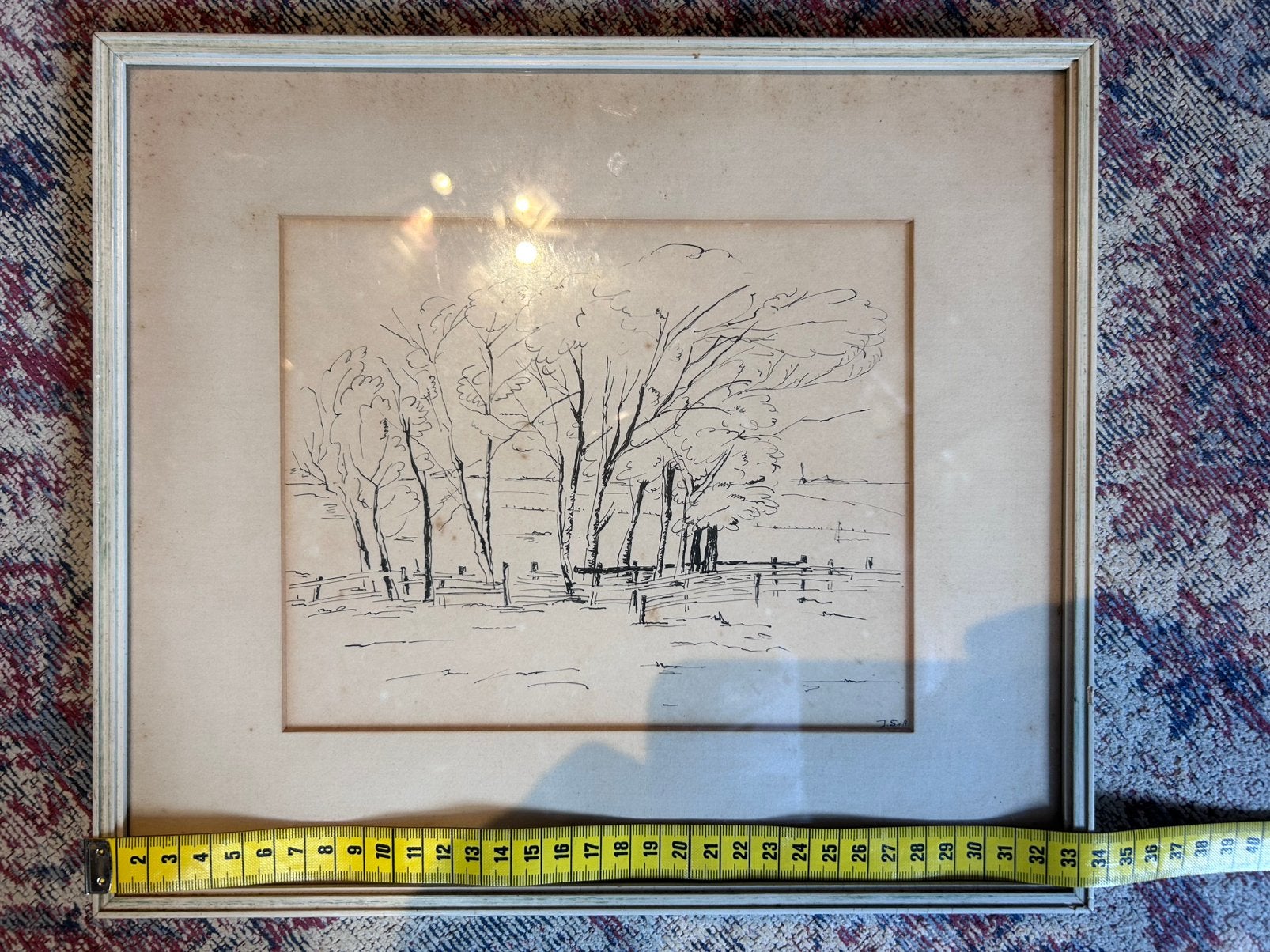 Landschap pentekening, Antiek en Kunst, Kunst | Tekeningen en Foto's, Ophalen of Verzenden
