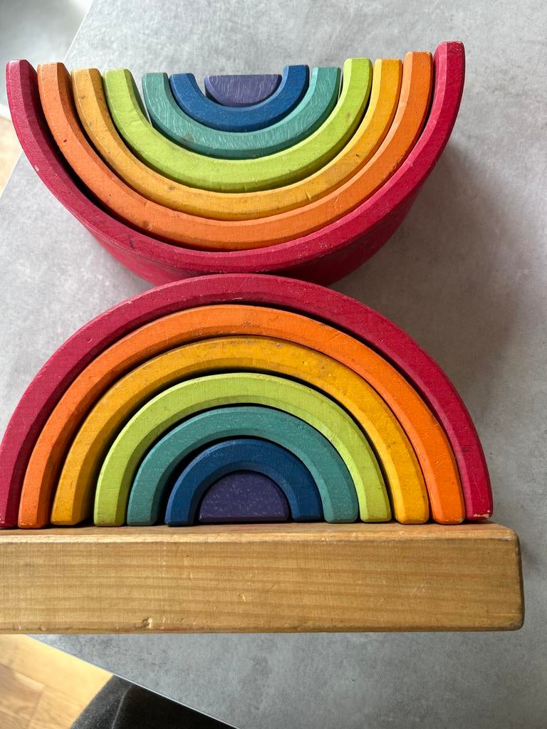 Houten Regenboog Stapelblokken Speelgoed, Kinderen en Baby's, Speelgoed | Houten speelgoed, Ophalen of Verzenden, Gebruikt, Overige typen