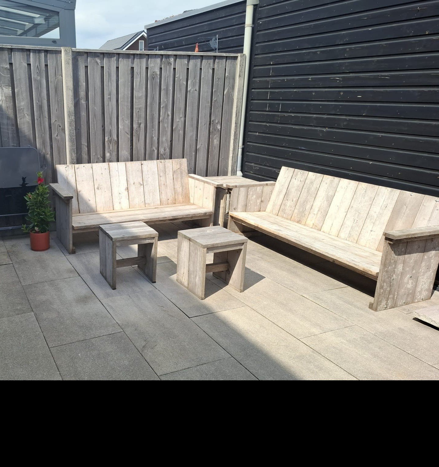 Steigerhouten tuinset, Tuin en Terras, Tuinbanken, Ophalen, Gebruikt, Hout