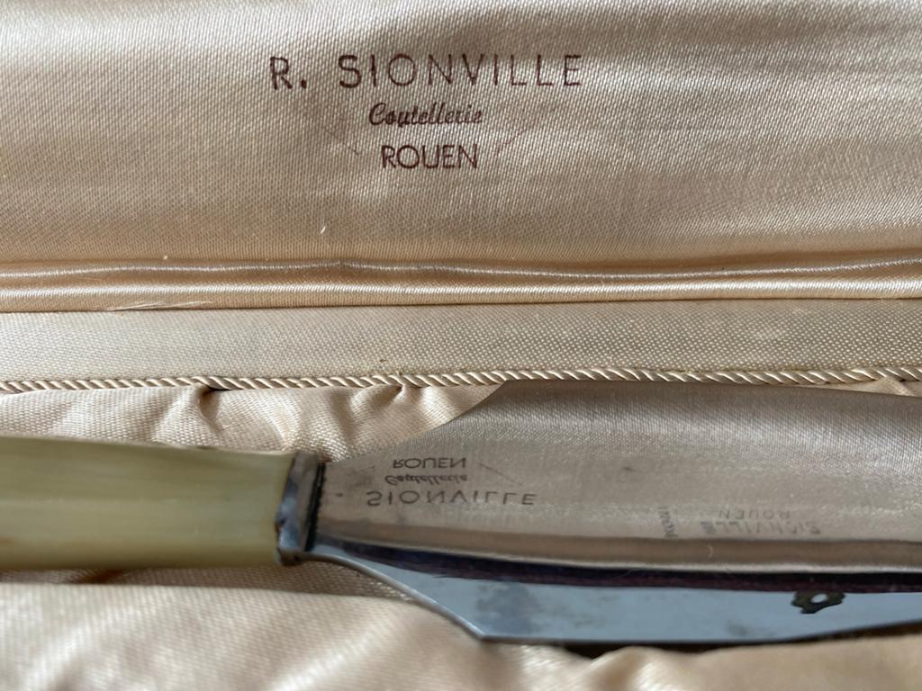 Vintage R. Sionville Rouen INOX taartmes in doos, Antiek en Kunst, Ophalen of Verzenden