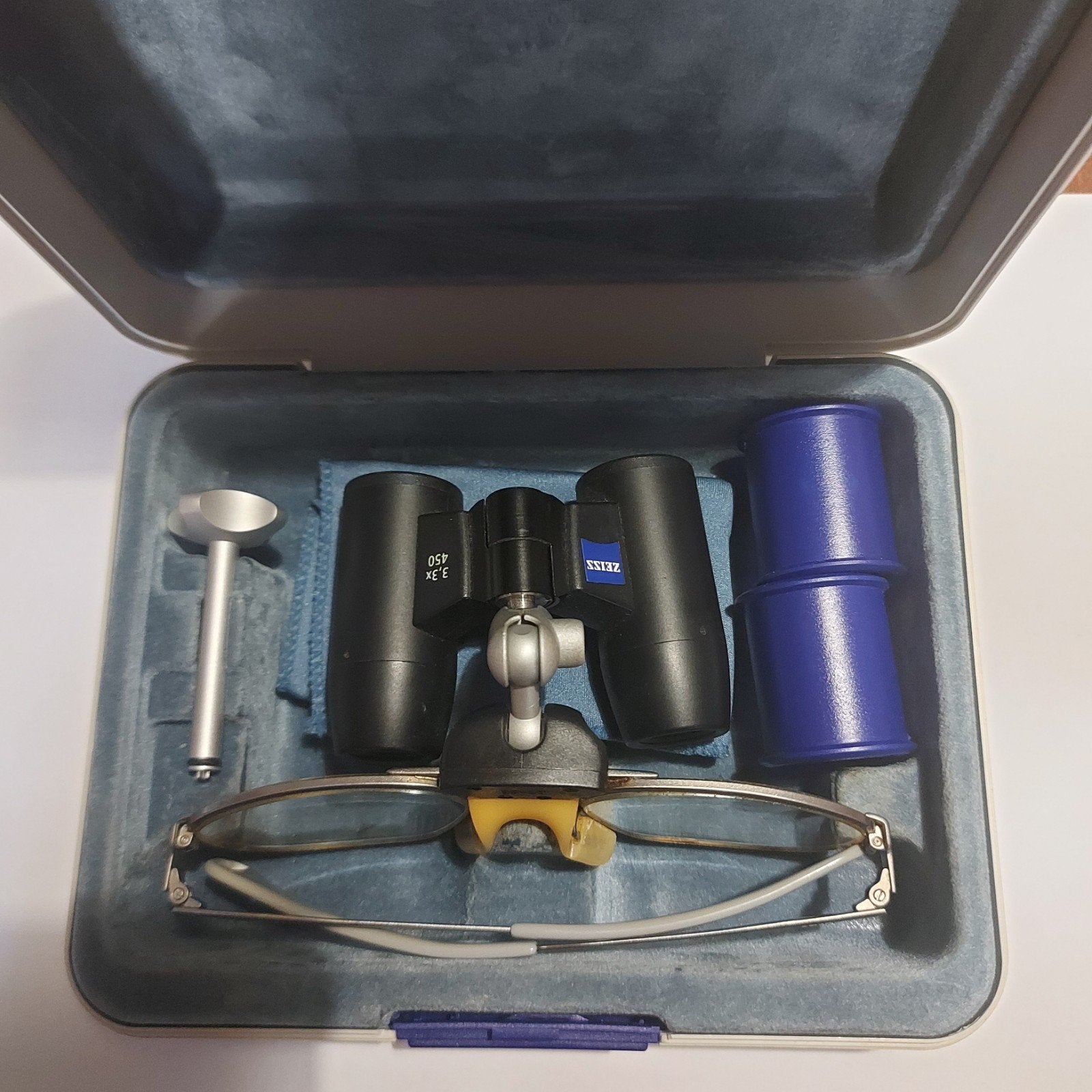 ZEISS EyeMag Pro loepbril 3.3x 450mm maat M (53-20) in doos, Ophalen of Verzenden, Zo goed als nieuw, Overige typen