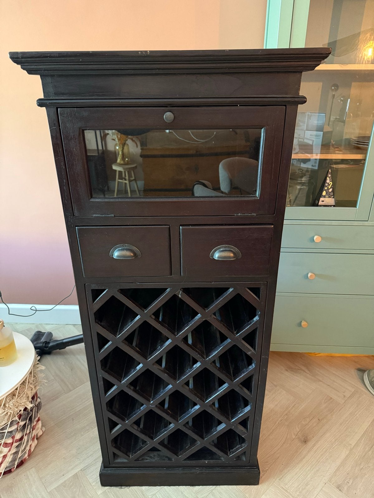 Robuuste Vintage Wijnkast, Huis en Inrichting, Ophalen, Gebruikt, Hout, 25 flessen of meer