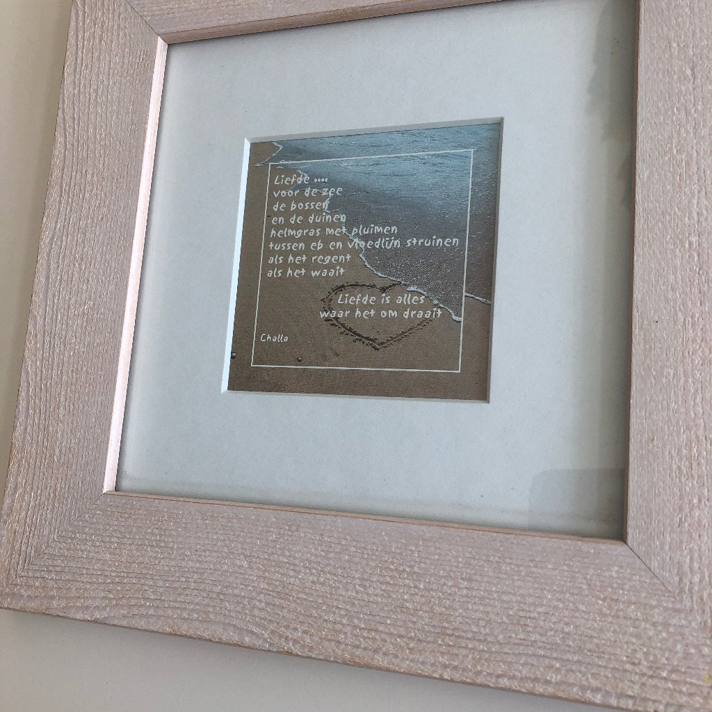 Leuke wand decoratie Liefde voor de zee de bossen duinen, Ophalen, Zo goed als nieuw