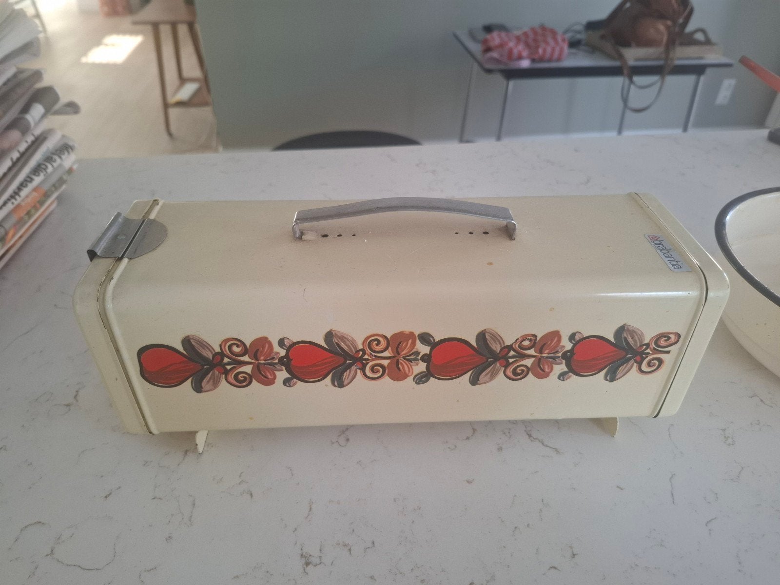 Vintage Brabantia ontbijtkoektrommel met bloemmotief, Ophalen of Verzenden