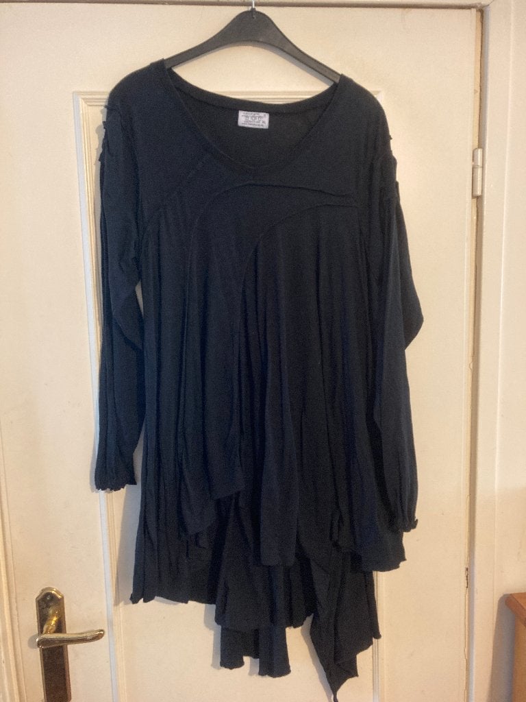 Aparte zwarte katoenen wijde blouse van Completo, maat XL, Kleding | Dames, Verzenden, Zo goed als nieuw, Completo / Arthurio Lino