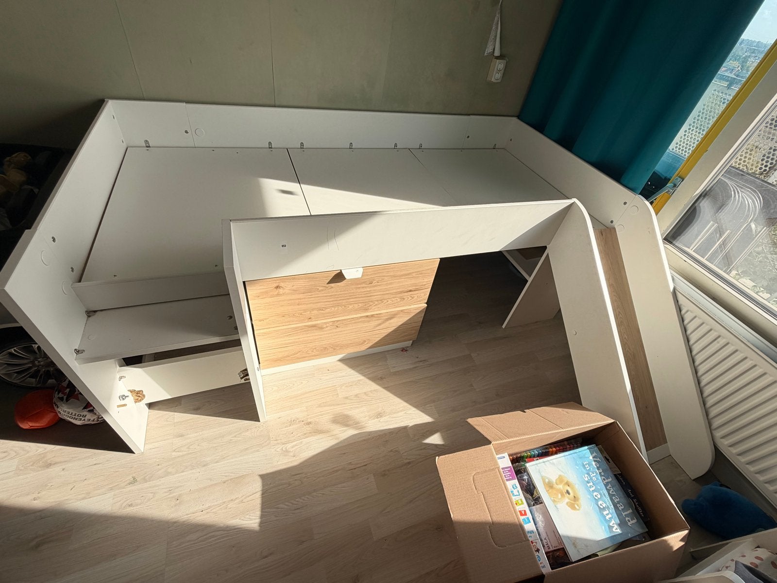 Halfhoogslaper met glijbaan en opbergruimte, Ophalen, Gebruikt, 90 cm, Eenpersoons