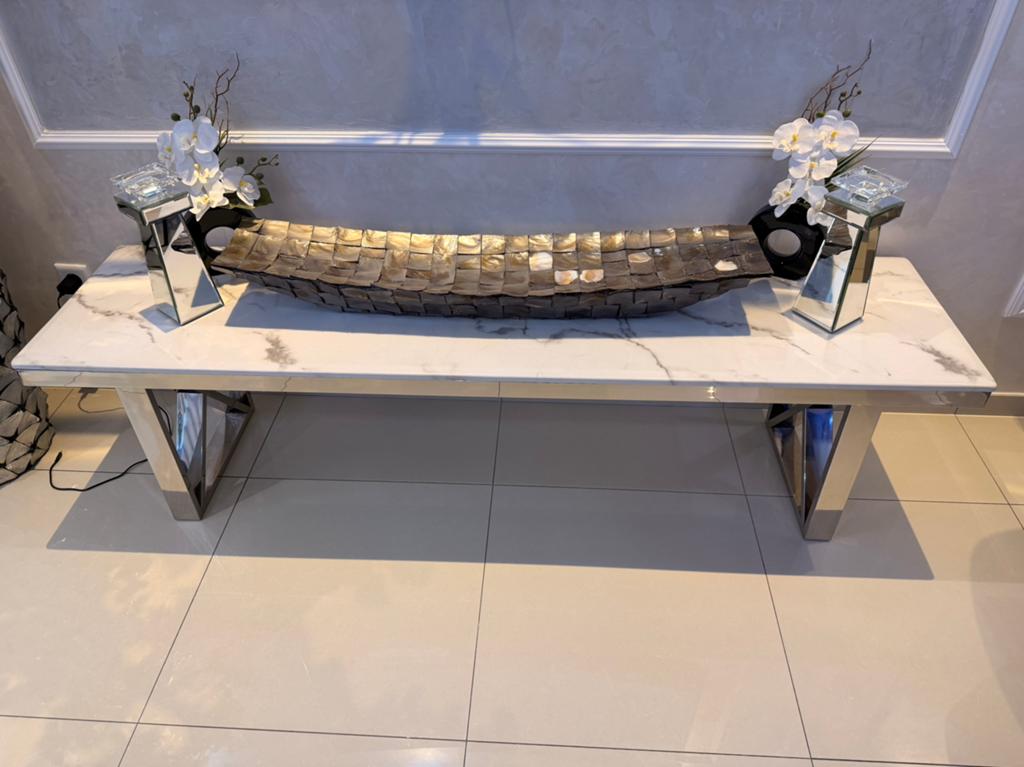 Tv tafel Casey - Marmer & RVS, Ophalen, Minder dan 50 cm, 100 tot 150 cm, Nieuw