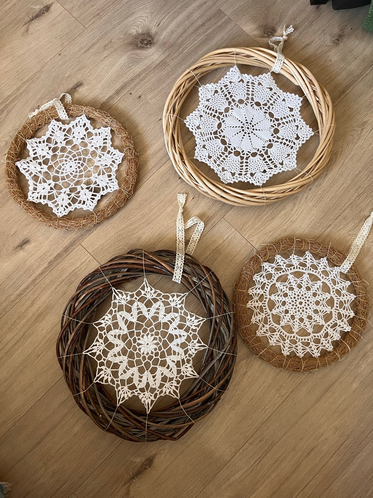 Gehaakte dromenvanger / wanddecoratie, Ophalen, Boho, Nieuw, Natuurlijk materiaal