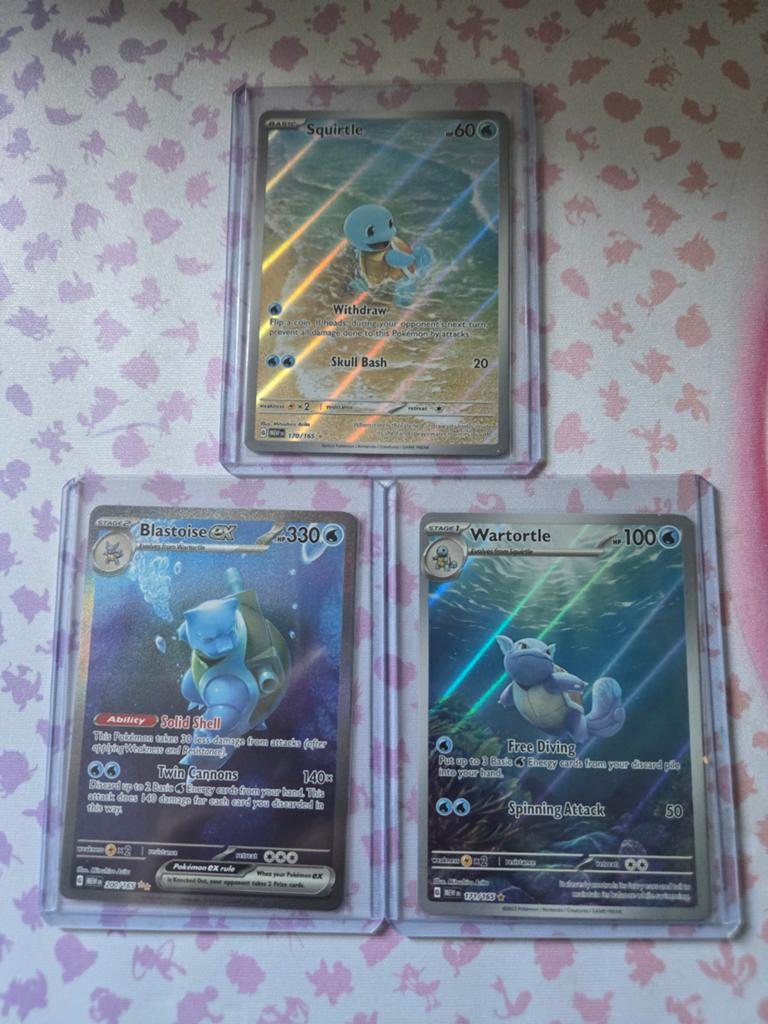 Pokémon Squirtle, Wartortle & Blastoise EX Kaarten Set, Ophalen of Verzenden, Zo goed als nieuw, Meerdere kaarten, Foil