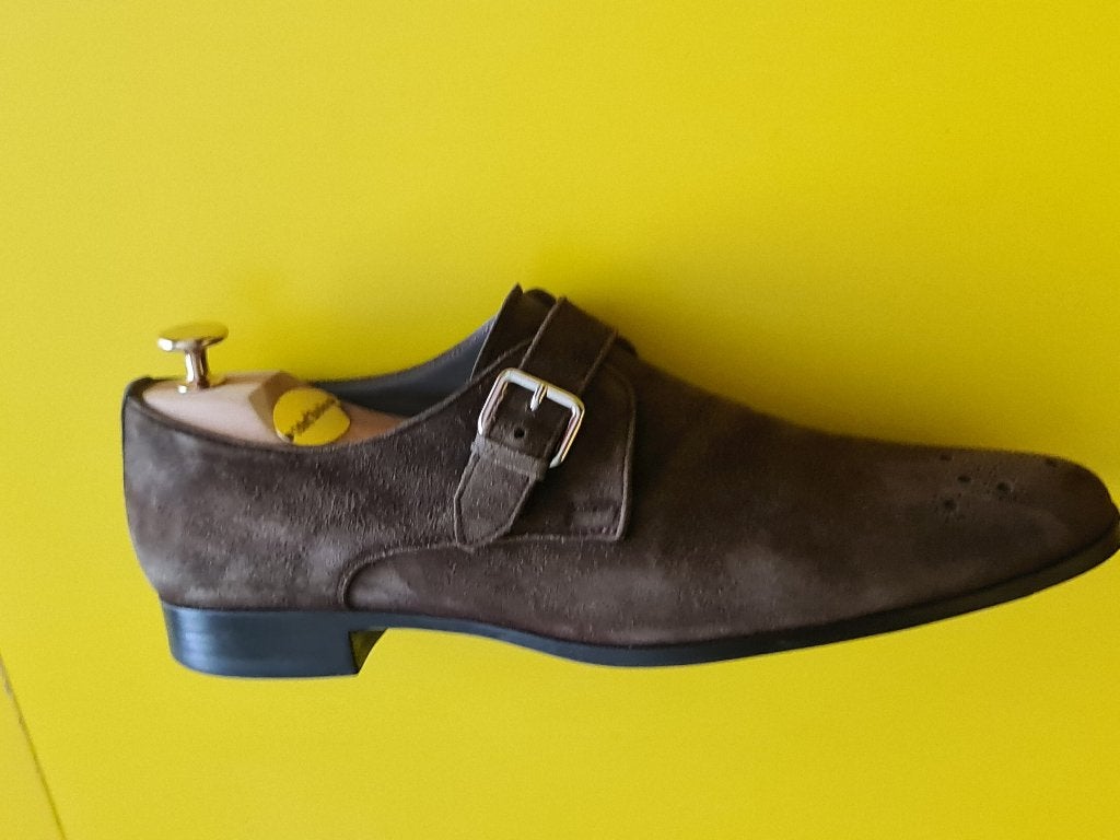 Prachtige Santoni suede met gesp en Chocolade kleur 7/5, Kleding | Heren, Schoenen, Bruin, Verzenden, Santoni, Gespschoenen
