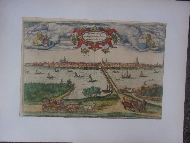 Kampen "Icon Civitatis Campensis" Aanzicht Braun & Hogenberg, Antiek en Kunst, Stadsgezicht, Ophalen of Verzenden, Gravure, Met tekst