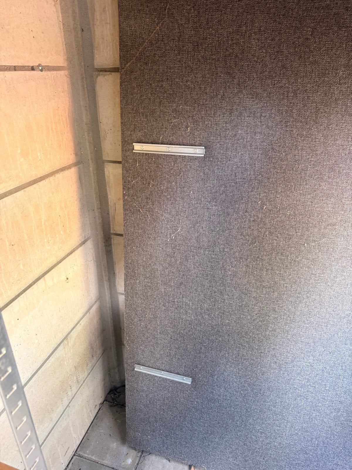 Hoofdeinde bed- Grijs, Ophalen, Gebruikt, Tweepersoons, Stof