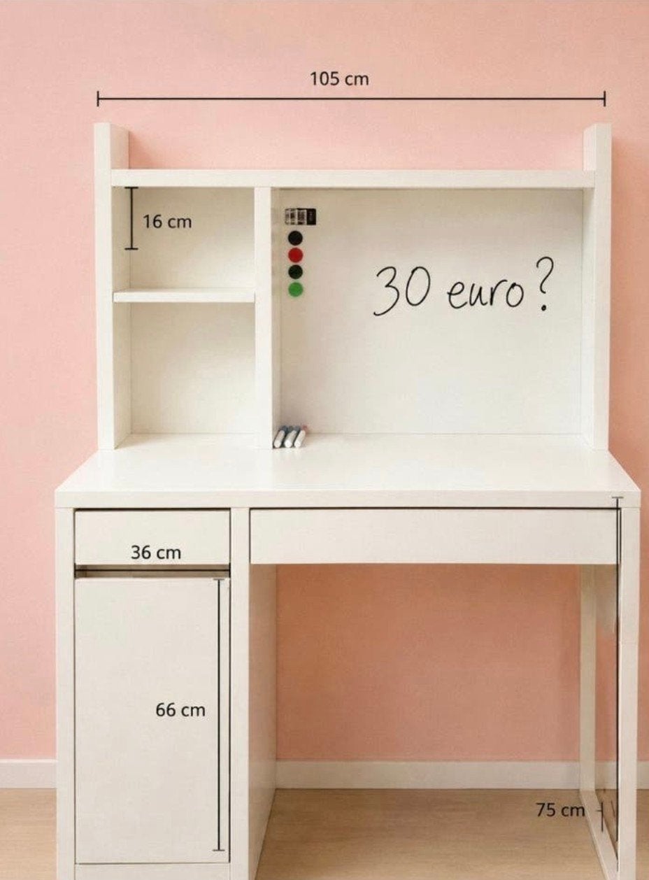 Ikea wit bureau, met Whitebord., Huis en Inrichting, Bureaus, Ophalen of Verzenden, Zo goed als nieuw