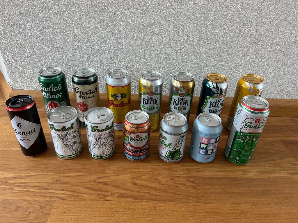 130 verschillende Grolsch blikken, Ophalen, Zo goed als nieuw, Grolsch