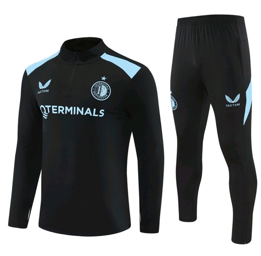 Feyenoord Trainingspak Zwart/Lichtblauw (Alle Maten), Kleding | Heren, Zwart, Nieuw, Overige maten, Ophalen of Verzenden
