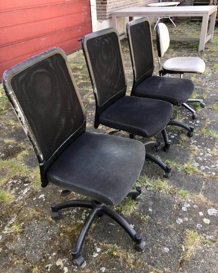 4 gratis bureaustoelen, Ophalen, Gebruikt, Zwart, Bureaustoel