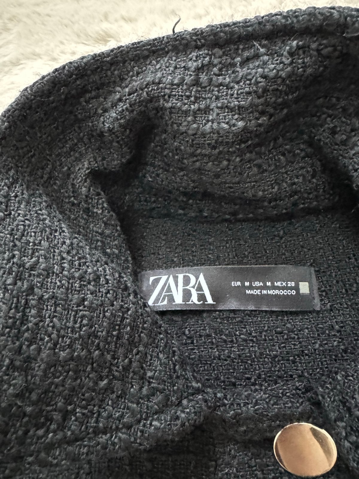 Zara Zwart Bouclé Jasje met Gouden Knopen - Maat M, Ophalen of Verzenden, Zo goed als nieuw, Maat 38/40 (M), Zwart