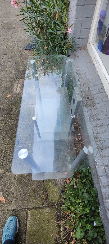 Tv meubel van glas, Ophalen, 100 tot 150 cm, 50 tot 100 cm, Zo goed als nieuw