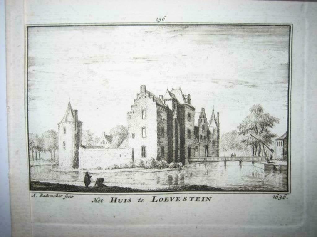 156 / Poederoijen Loevestein  Kopergravure 18e Eeuw, Ophalen of Verzenden