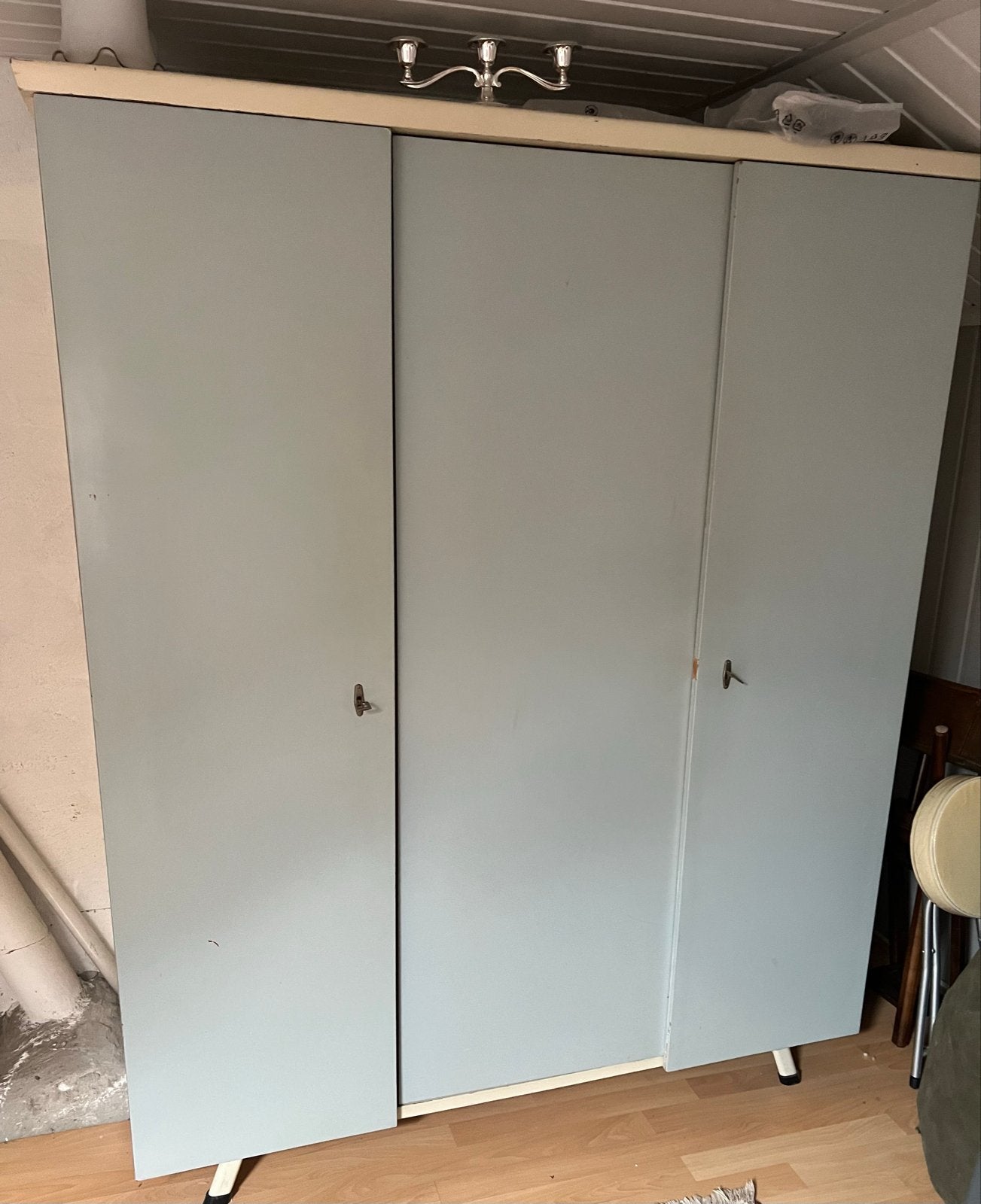 Vintage Kledingkast Garderobekast planken en hanggedeelte, Ophalen, Gebruikt, 100 tot 150 cm, 150 tot 200 cm