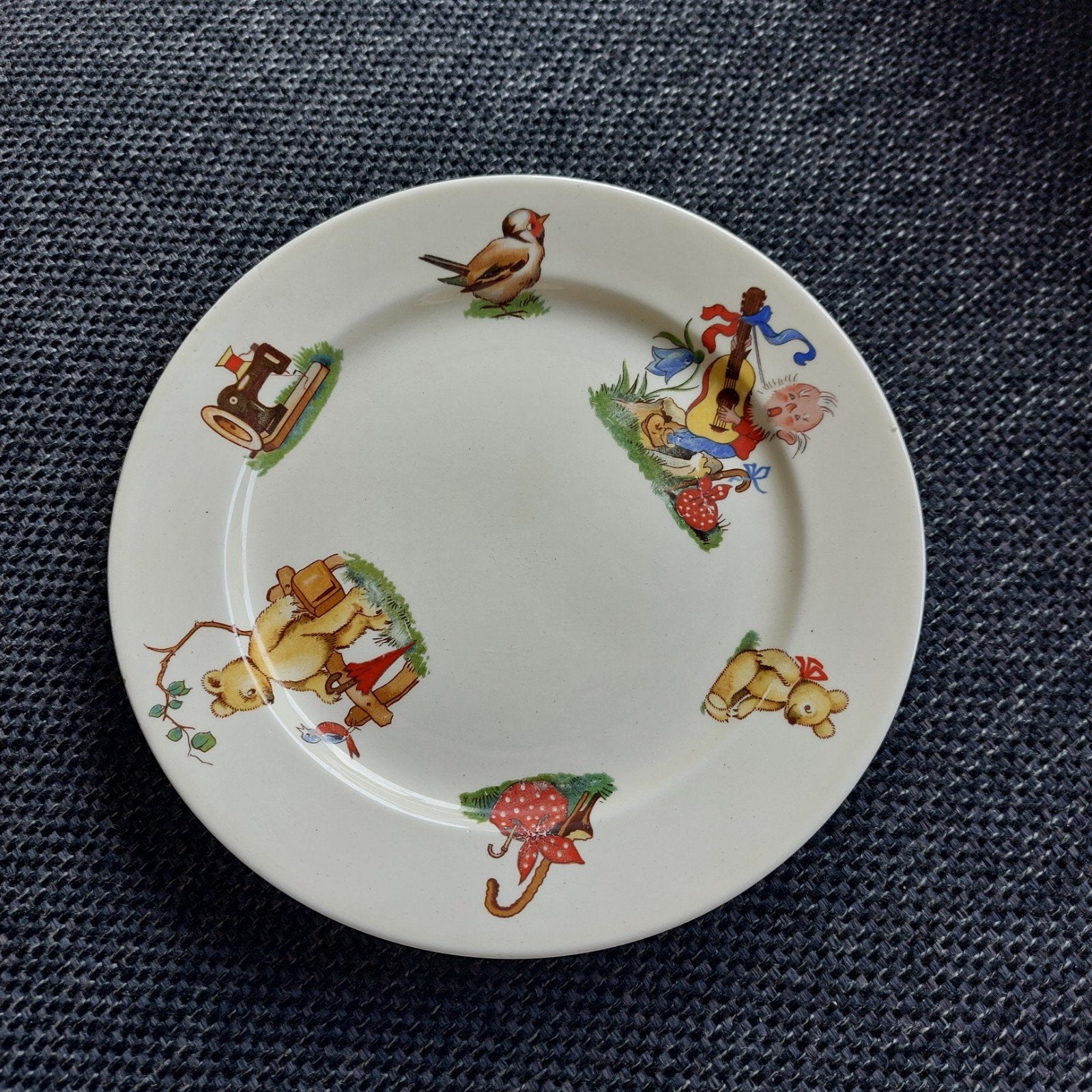 Vintage kinderbord met teddybeer en dieren, Ophalen of Verzenden
